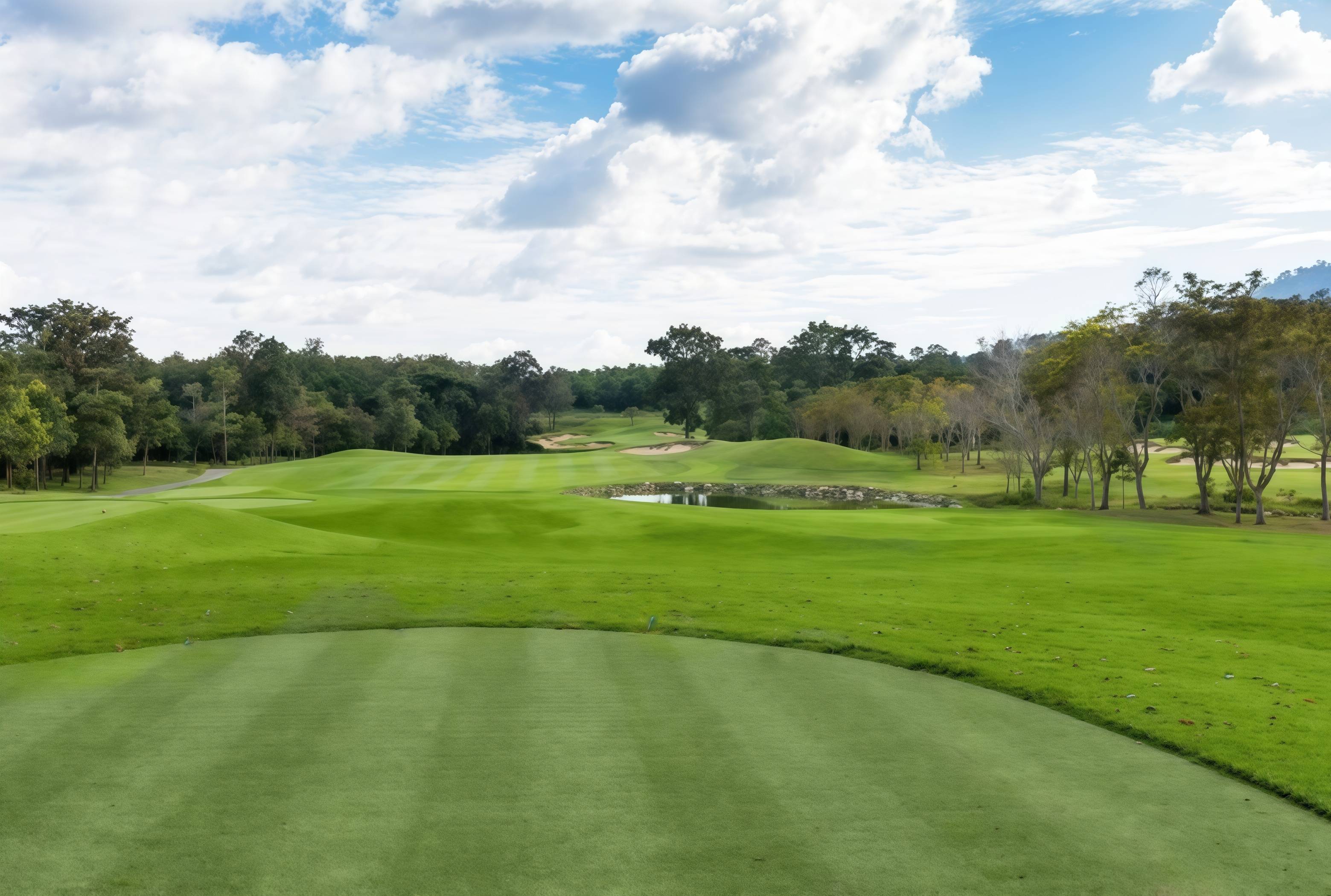 Chatrium Golf Resort Soi Dao Chanthaburi(チャトリウム・ゴルフリゾート・ソイダオ)の山に囲まれたフェアウェイ