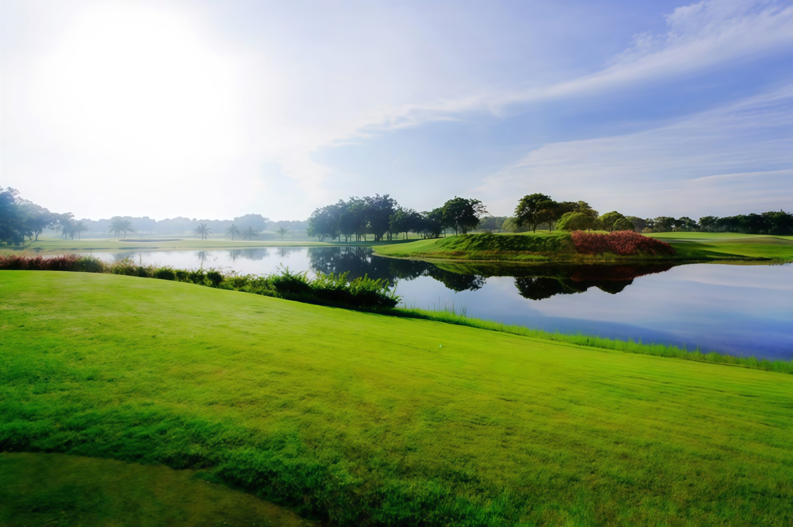 Uniland Golf and Resort Thailand の樹木と水